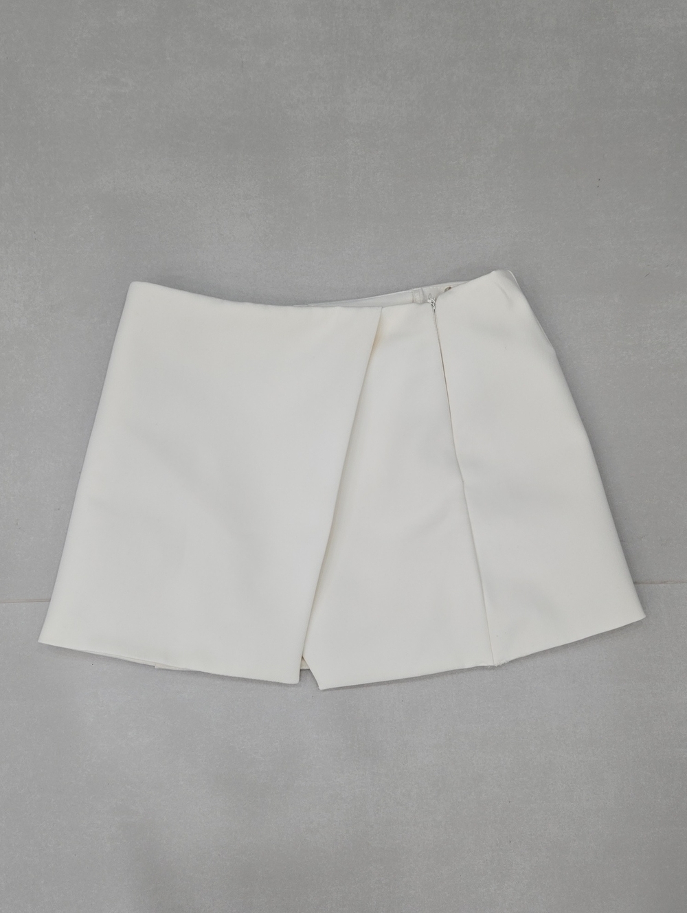 New Zara White Asymmetric Wrap Mini Skort Size XS